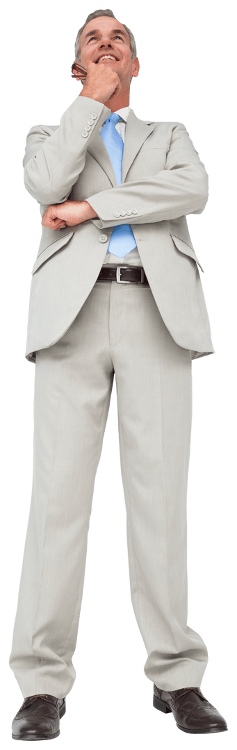 Caucasian Businessman Thinking Portrait Transparent Background