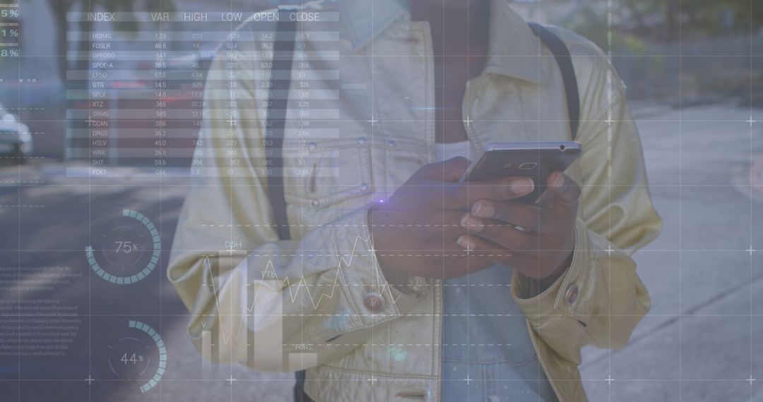 Businesswoman's Hands Analyzing Fintech Data on Smartphone