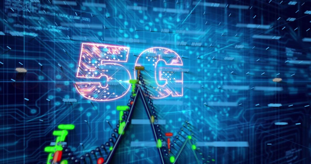 5G Neon Concept with Data Streams and Graphs in Cyberspace