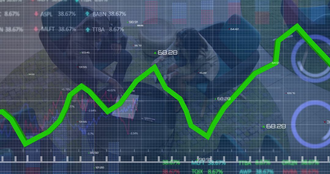 Graph Overlay on Business Meeting, Data Analysis Concept