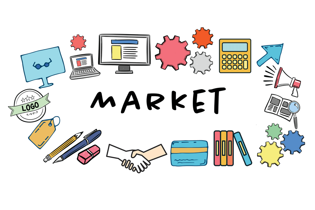 Business and Marketing Icon Composition Transparent Background