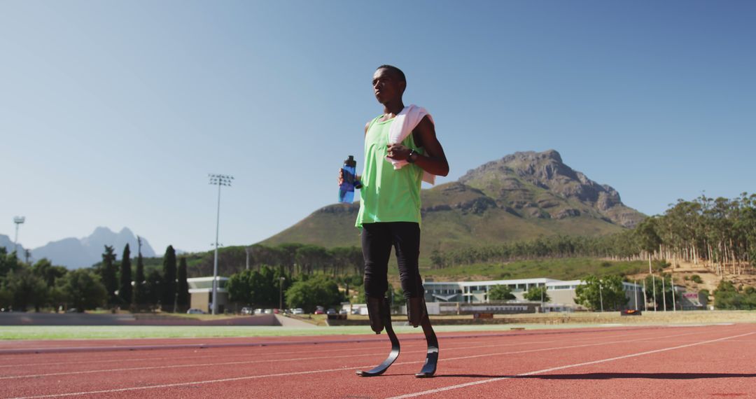 Athlete with Prosthetic Legs Walking on Track - Free Images, Stock Photos and Pictures on Pikwizard.com