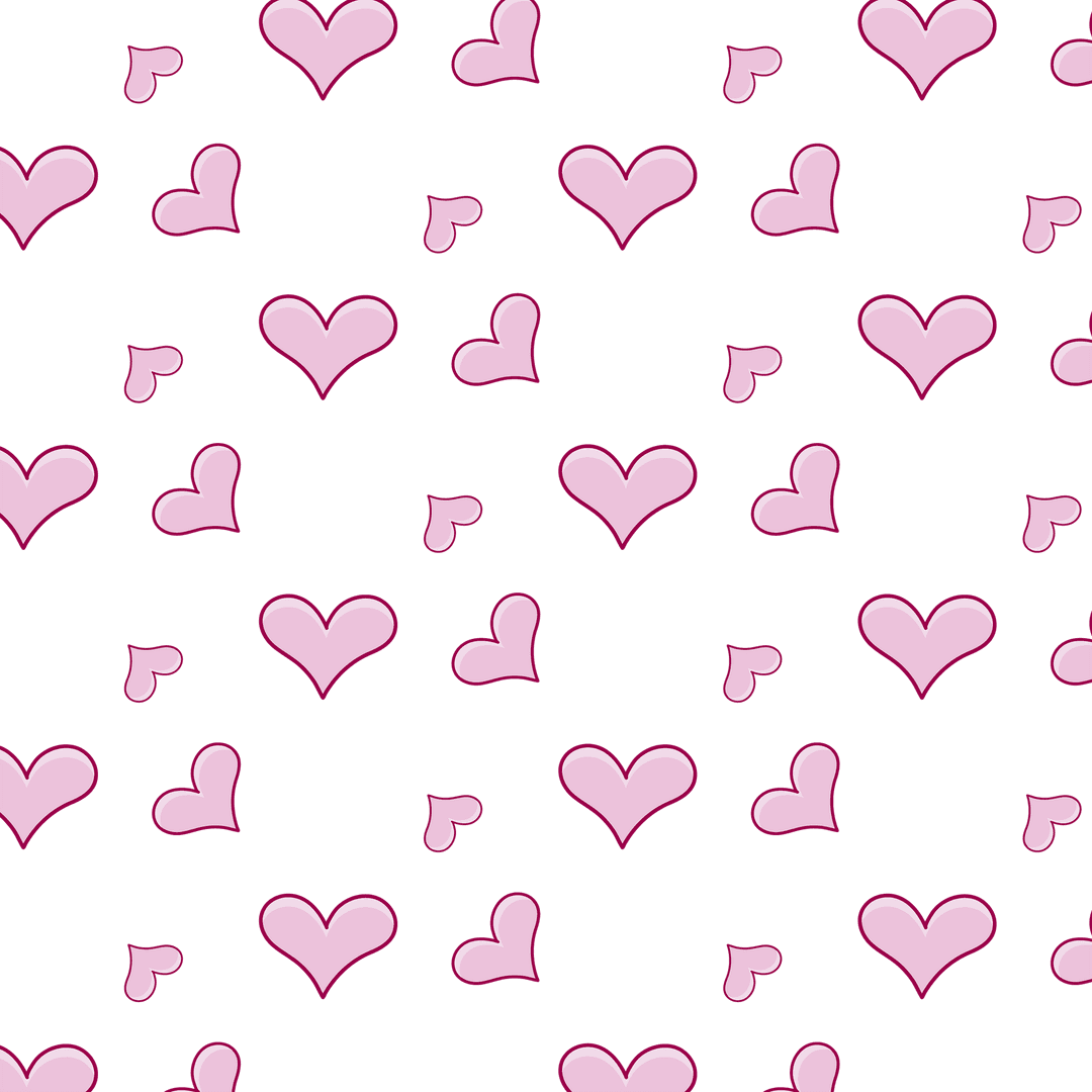 Pink Heart Pattern Background on Transparent Canvas