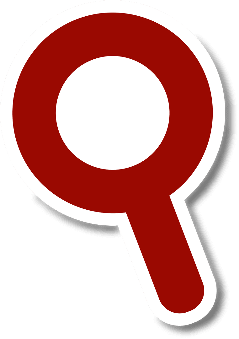 Red Magnifying Glass Icon On Transparent Background