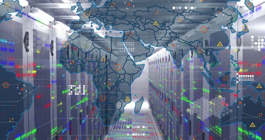 Global Data Processing Technology Map in Modern Server Room