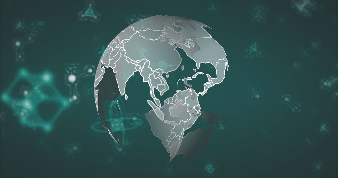 Molecules and Globe Hologram Representing Global Healthcare Technology