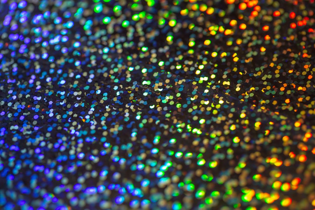 Colorful Holographic Glitter Surface with Multicolored Mirrored Dots