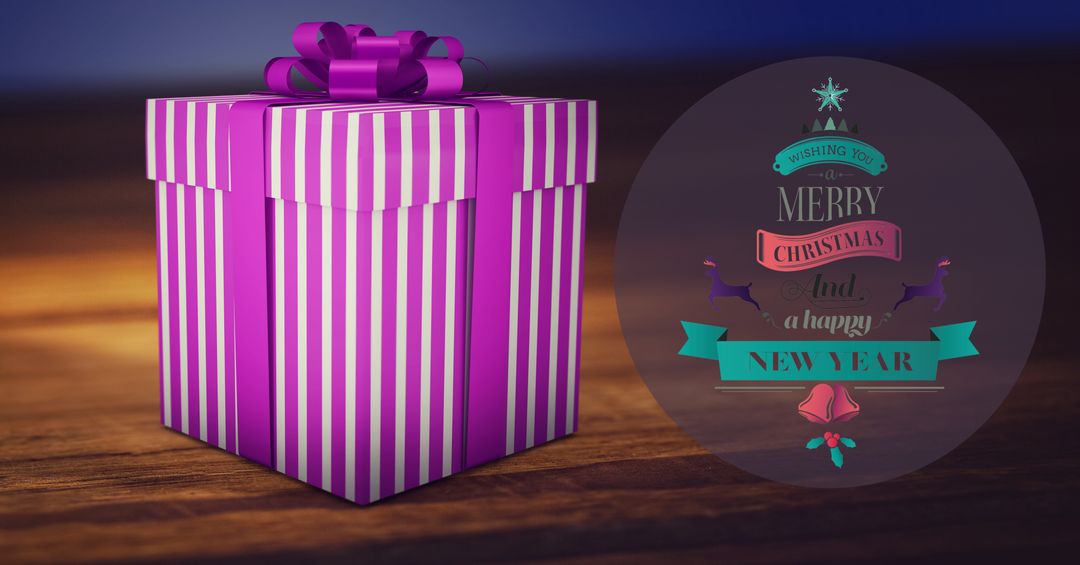 Vibrant Stripe Gift Box with Christmas Greeting Design