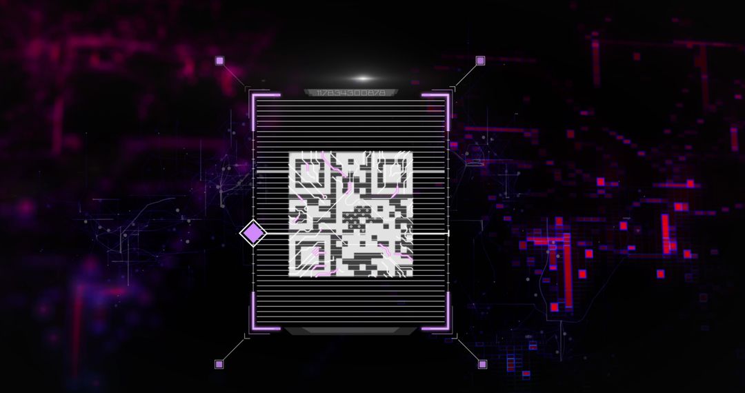 Futuristic Digital QR Code Hologram Interface