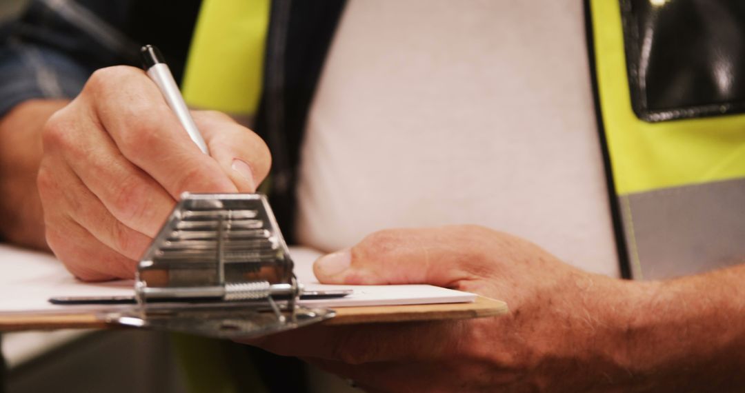 Close Up of Worker Writing on Clipboard with Pen - Free Images, Stock Photos and Pictures on Pikwizard.com