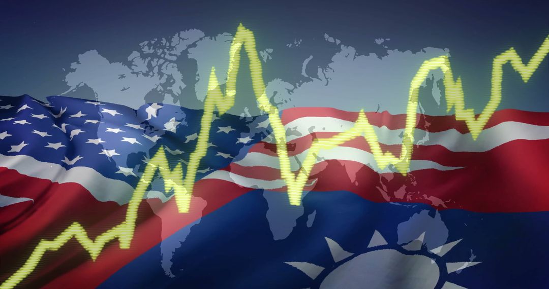 Global Economic Trends with US and Taiwan Flags and Stock Market Data - Free Images, Stock Photos and Pictures on Pikwizard.com