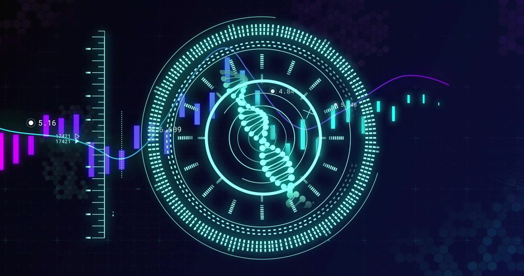 Futuristic Digital Interface with Genetic Data Elements