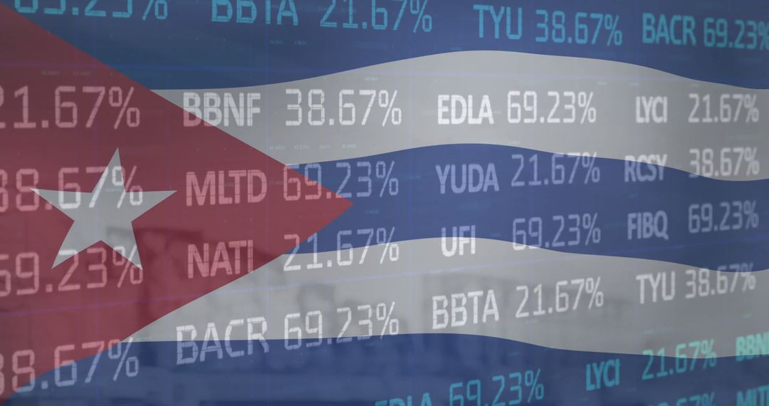 Financial Data Overlay on Cuban Flag
