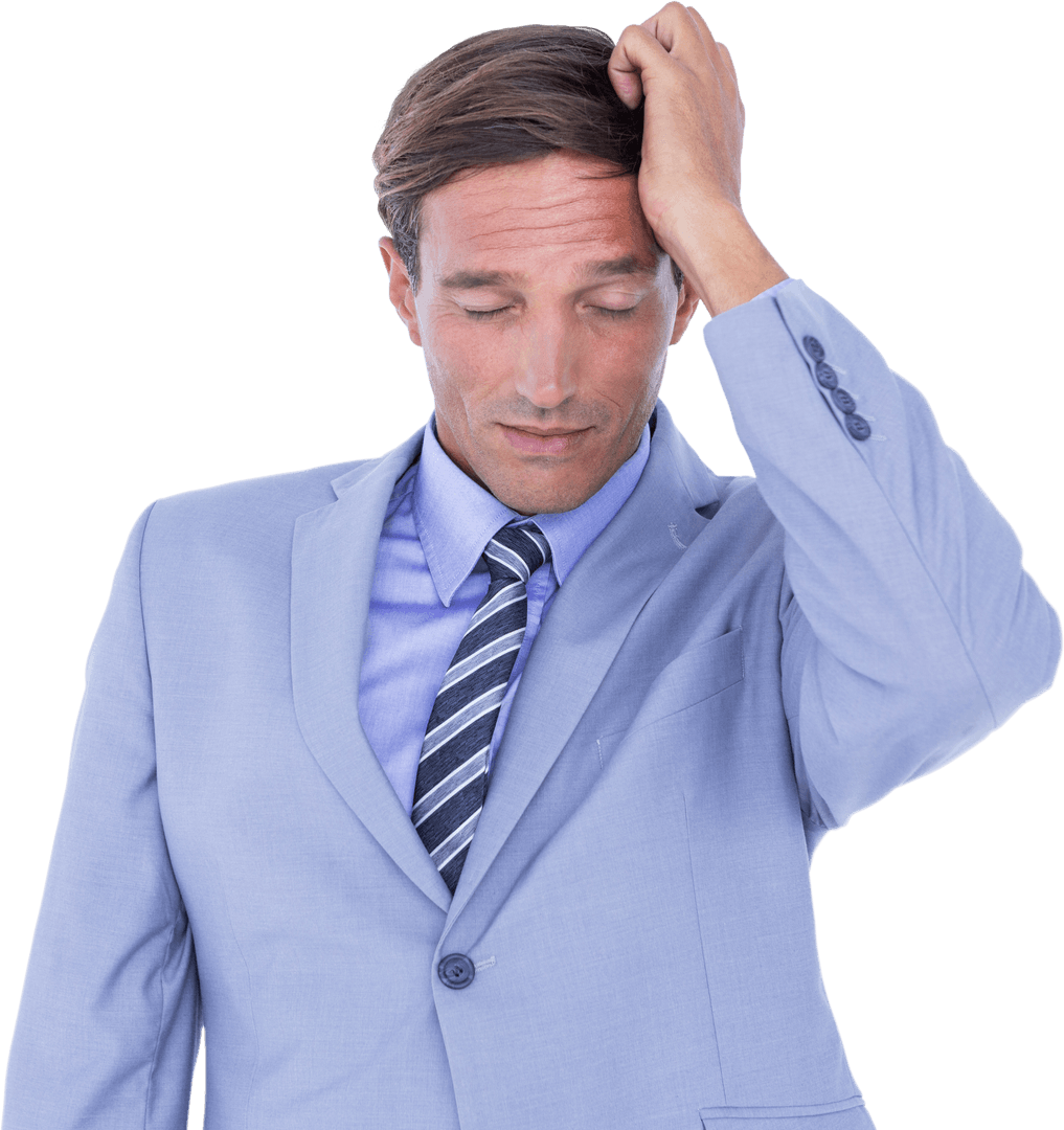 Transparent Businessman Experiencing Stress and Headache