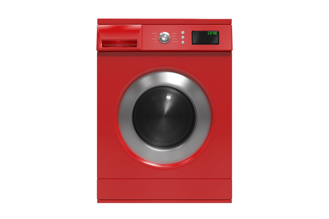 Red Transparent Washing Machine Illustration for Modern Design