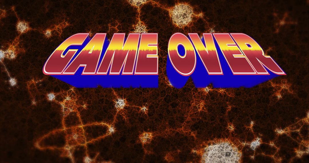 3D Game Over Text in Colorful Cosmic Fractal Art