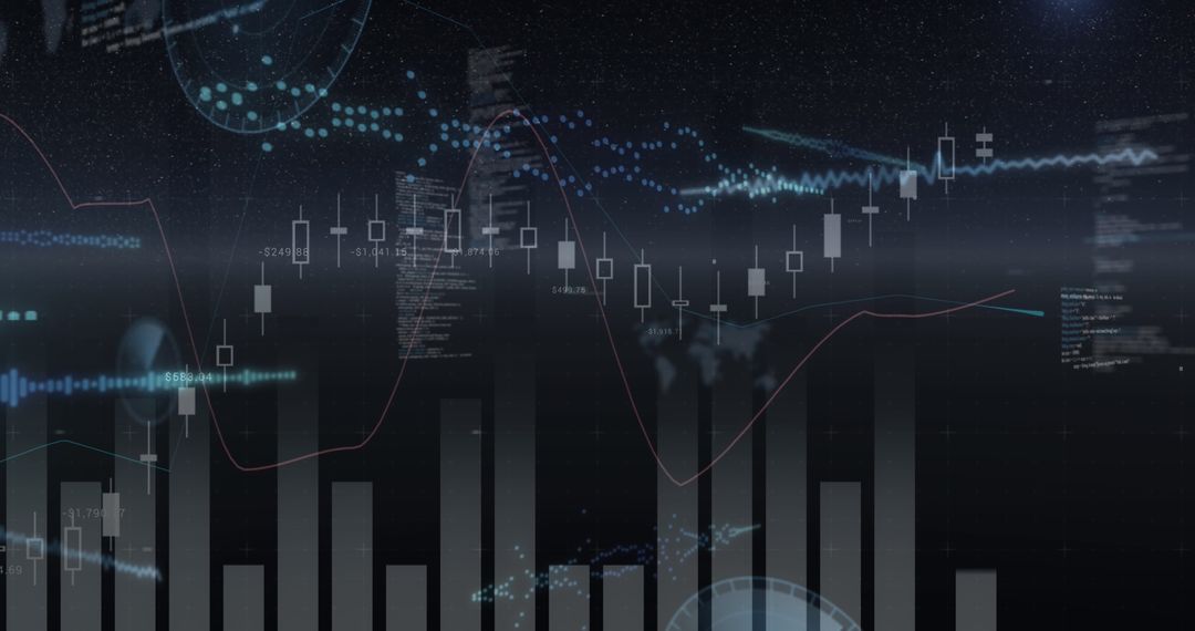 Futuristic Financial Data Dashboard with Graphs