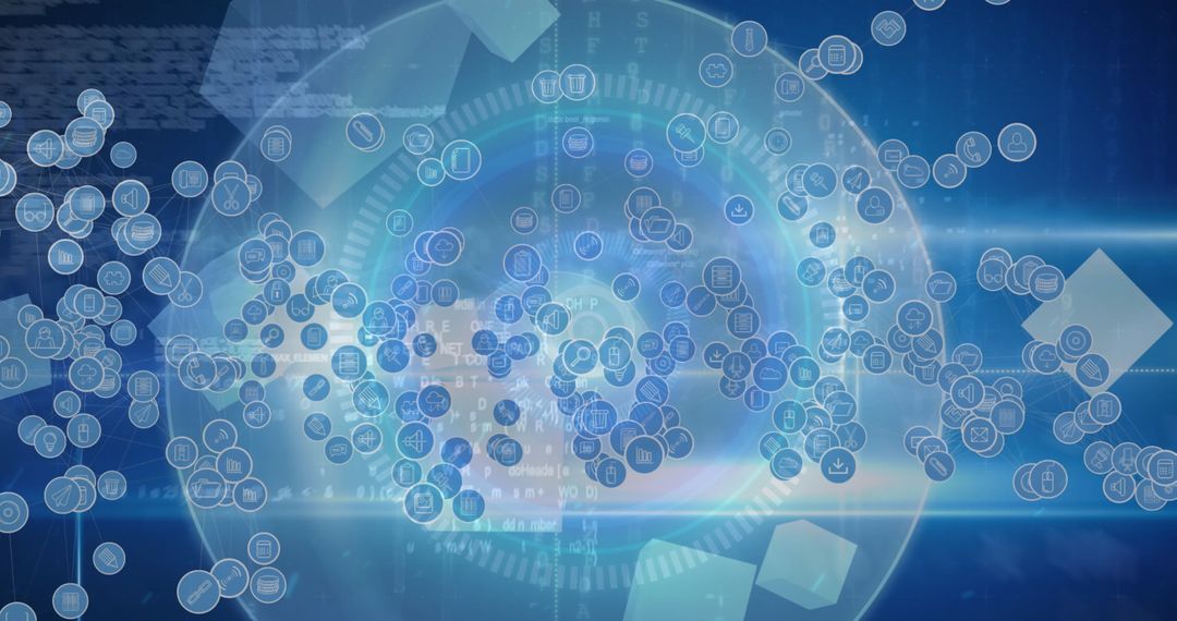 Financial Data Processing with Global Connections Icons