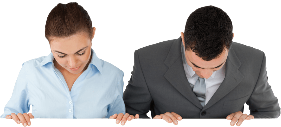 Transparent Business Team Analyzing Virtual Interface