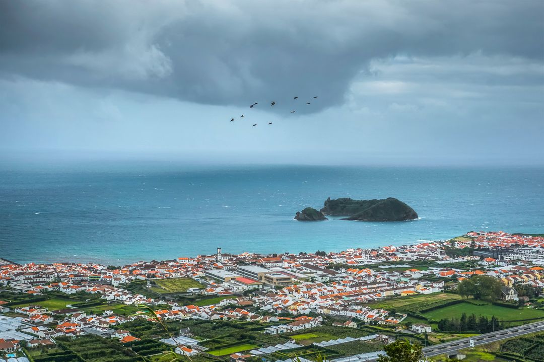 Coastal Town Overlooking Ocean with Scenic Views - Free Images, Stock Photos and Pictures on Pikwizard.com