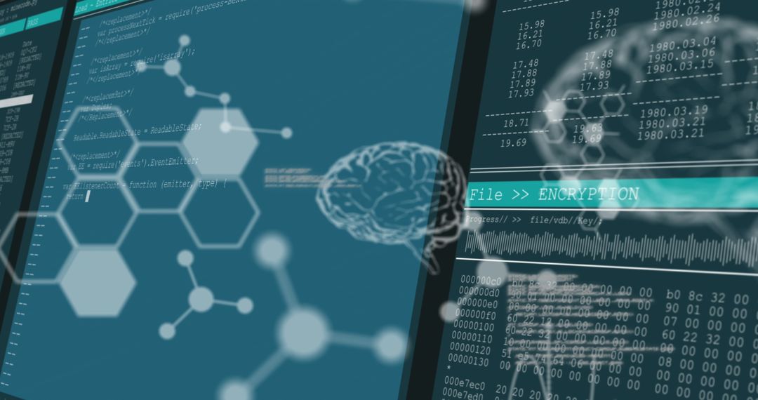 Futuristic Digital Security Interface with Brain and Data
