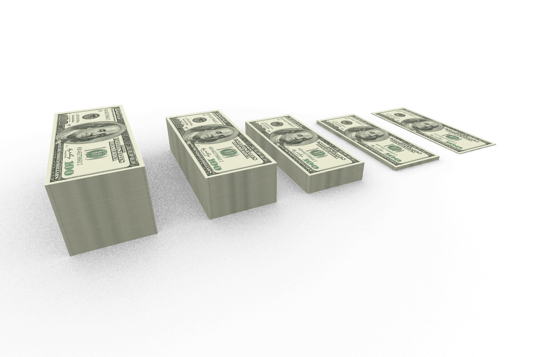 Stacks of Money on Transparent Background for Financial Concepts