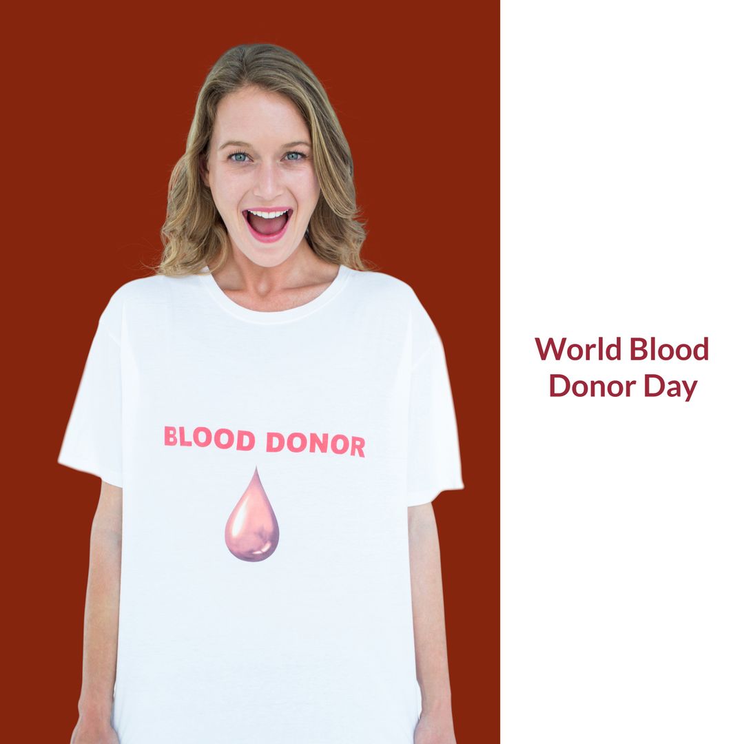 World Blood Donor Day Recognition Woman Wearing Donor Shirt