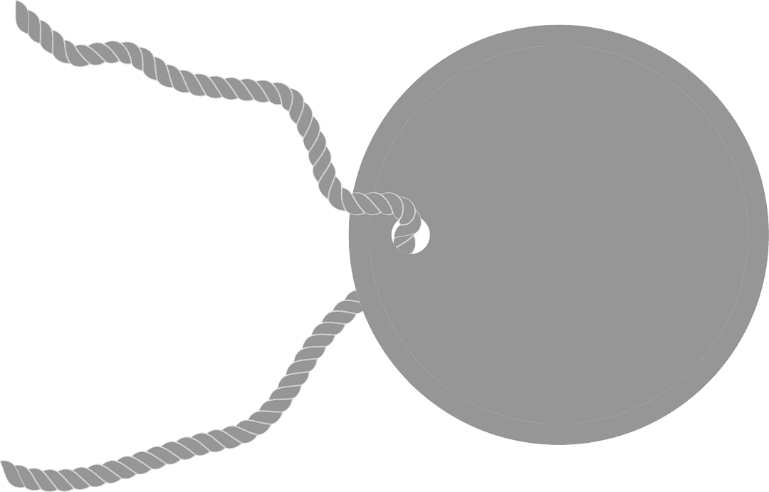 Blank Grey Label with Twine on Transparent Background