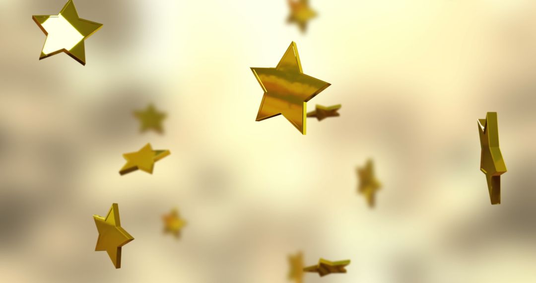Gold Stars Falling on Yellow Background Symbolizing Celebration and Success