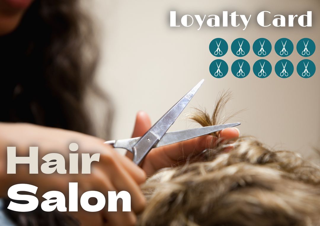 Hair Salon Loyalty Card Template With Haircut Background - Download Free Stock Templates Pikwizard.com