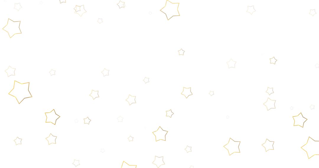 Gold Outlined Stars on White Background for Festive Designs