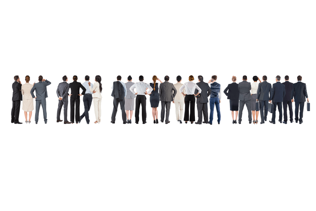 Transparent Rear View of Diverse Business Professionals