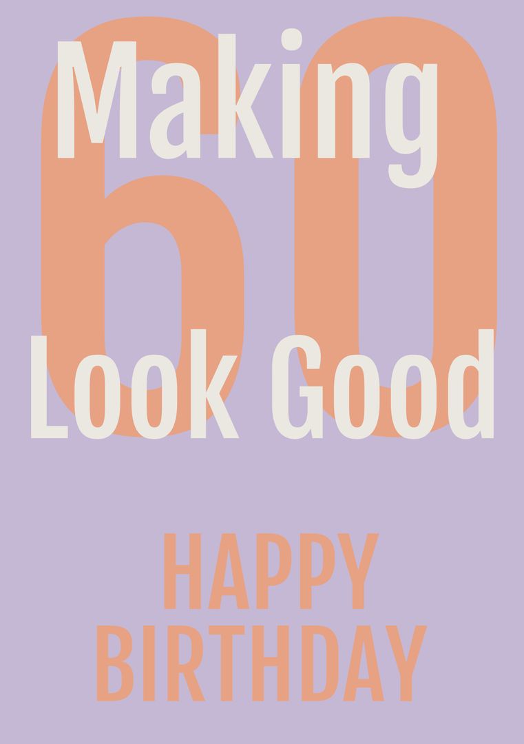 Modern 60th Birthday Card with Bold Text on Purple Background - Download Free Stock Templates Pikwizard.com