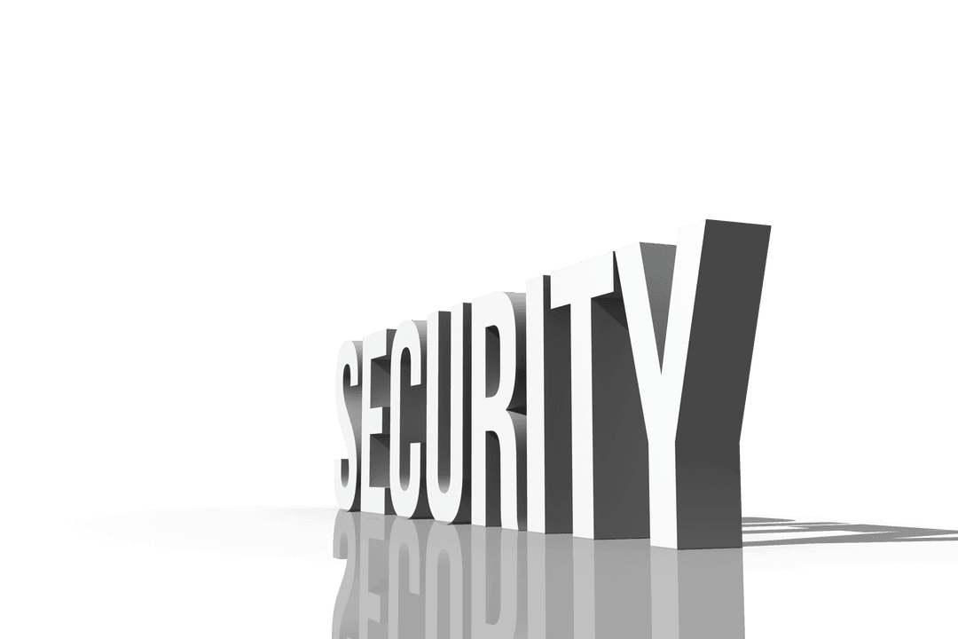3D Security Text Illustration with Transparent Background