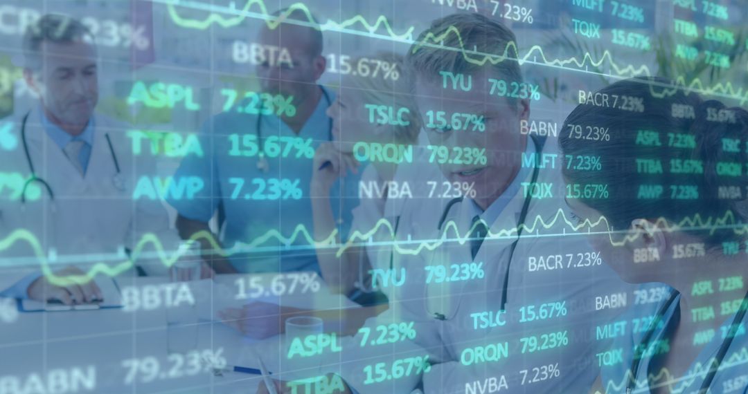 Doctors Analyzing Stock Market Trends in Medical Environment