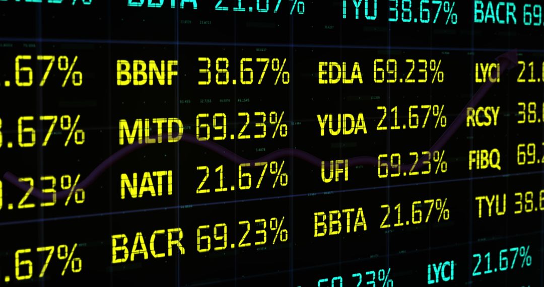 Digital Stock Market Display with Financial Data Charts