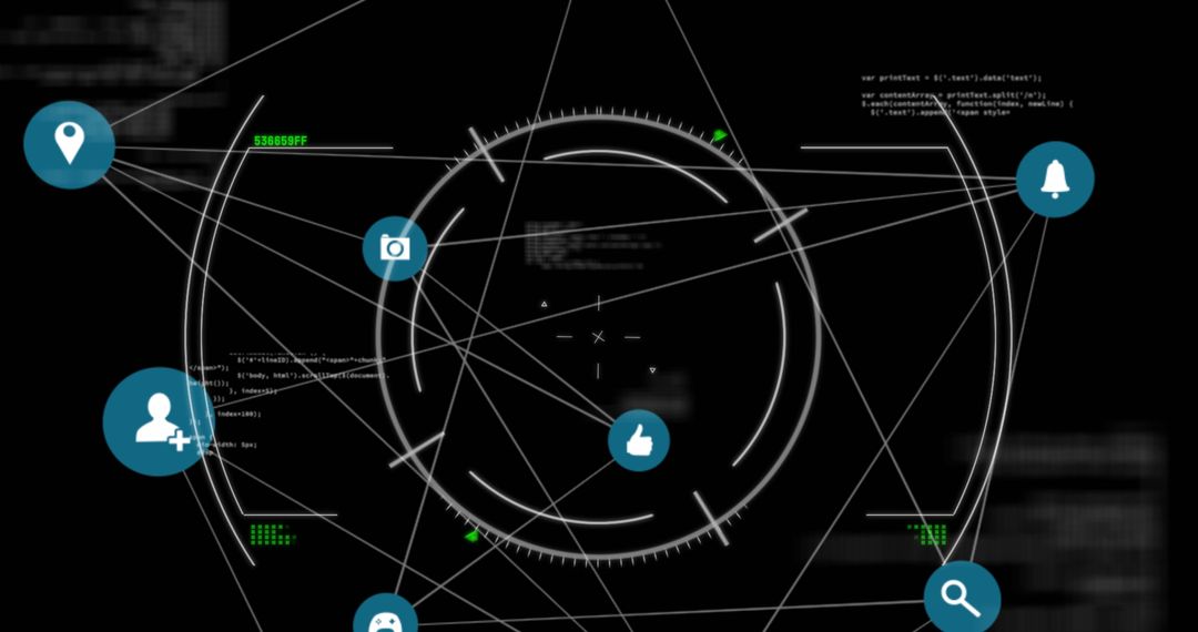 Futuristic Digital Interface with Tech and Communication Icons