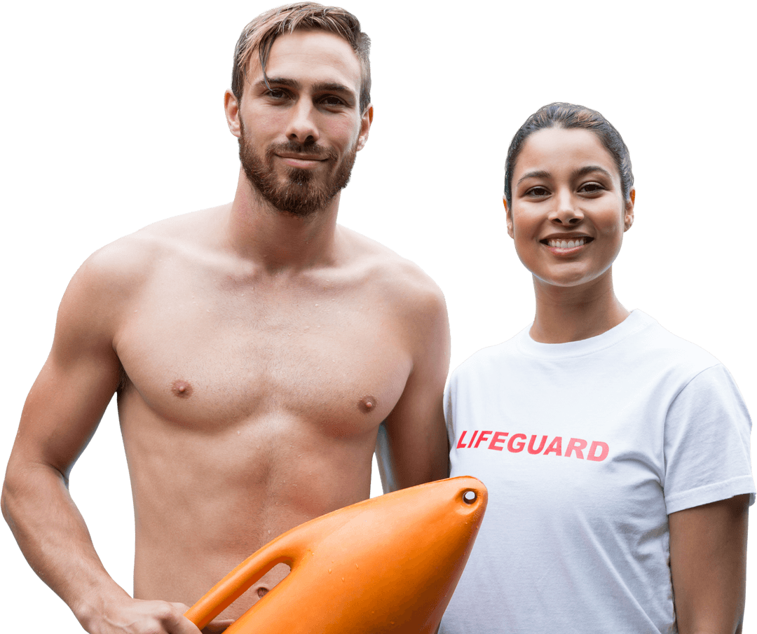 Transparent Duo of Confident Lifeguards Ready for Duty