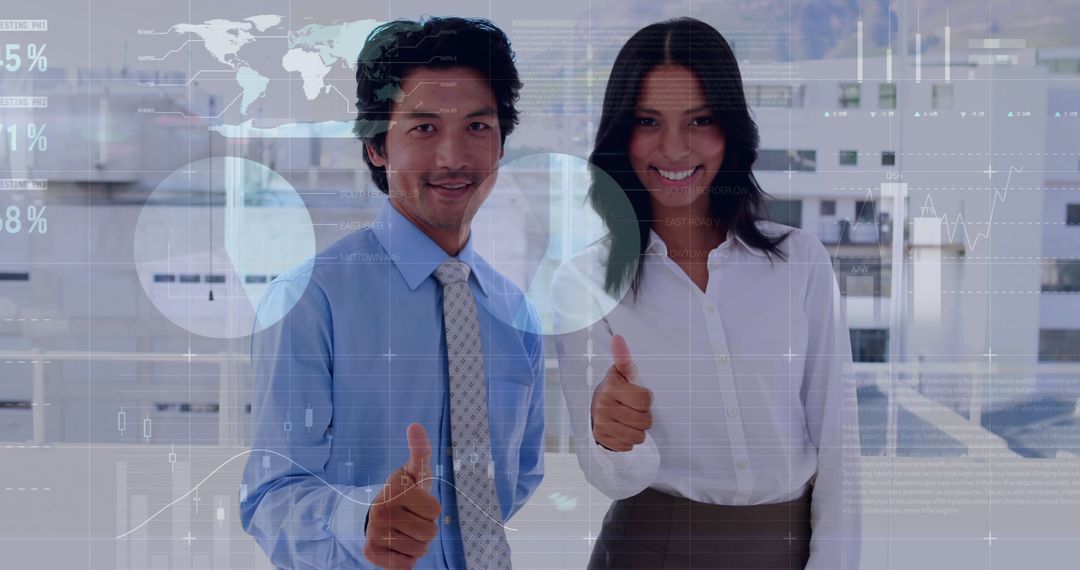 Diverse Business Team Celebrating Success with Data Visualizations