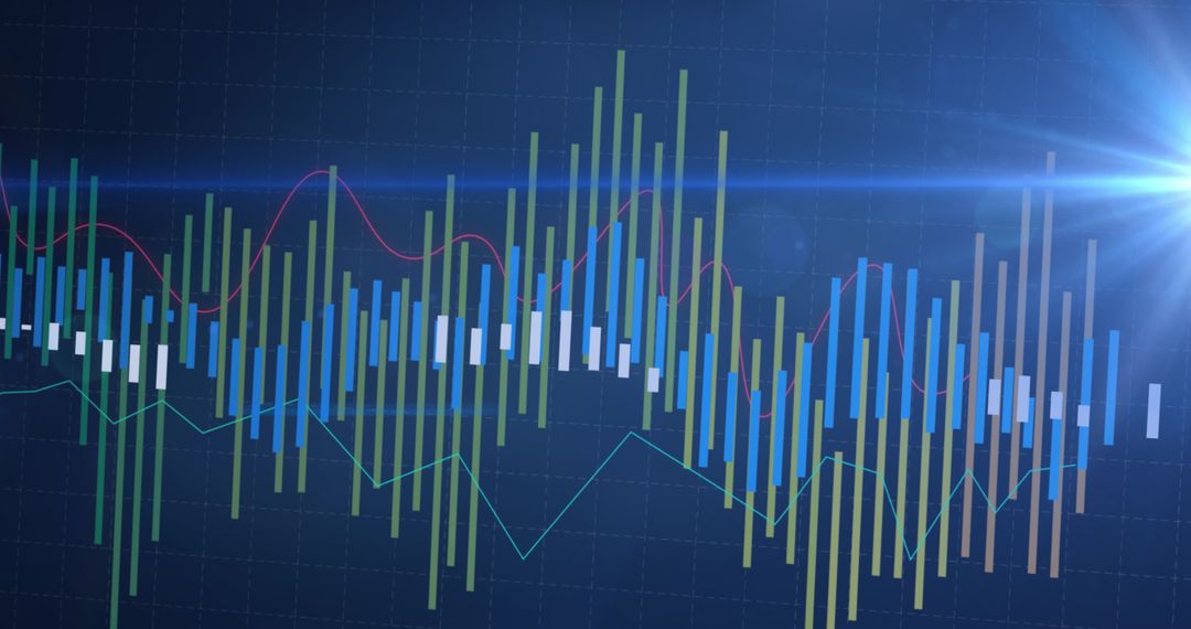 Digital Graph with Abstract Data on Blue Background