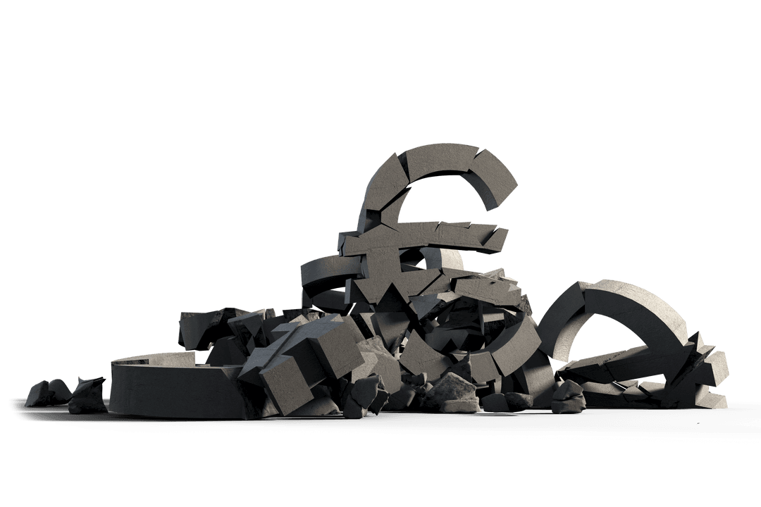 Broken Euro Symbols on Transparent Background Illustration