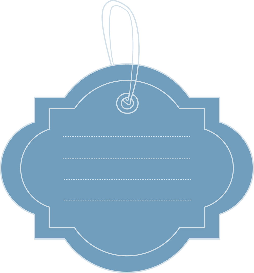 Blank Blue Label with Lines on Transparent Background Vector