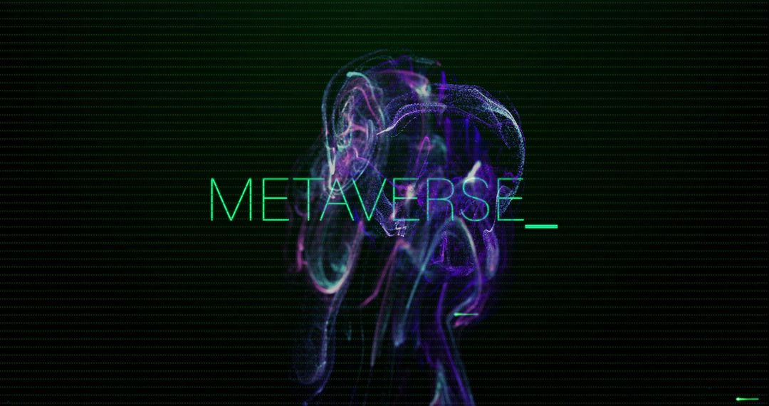 Abstract Metaverse Digital Art with Glowing Text