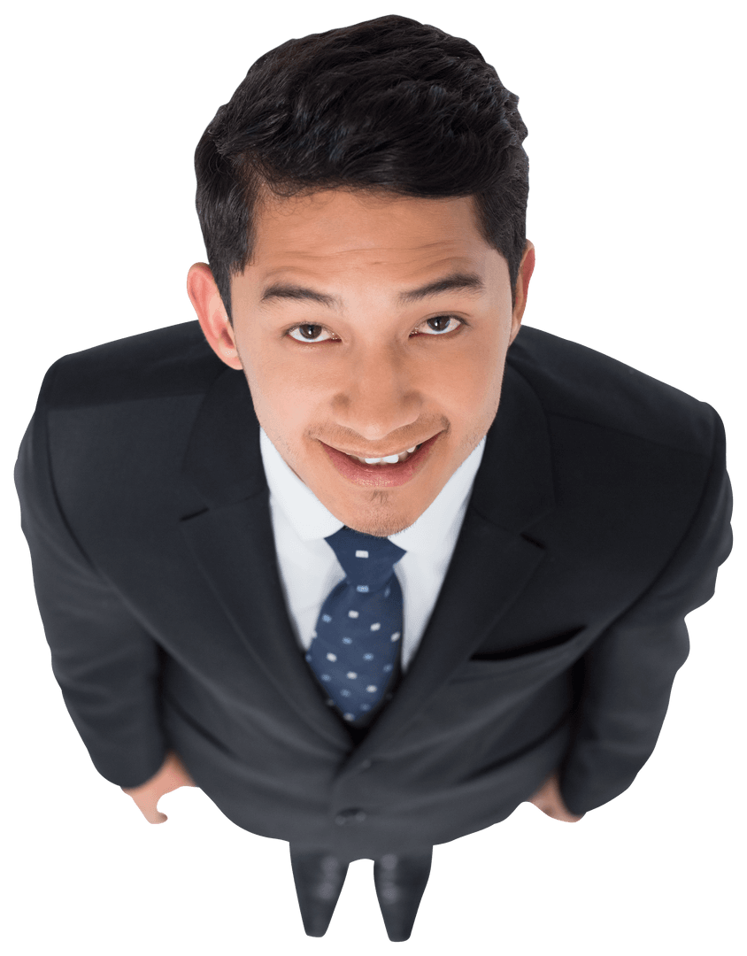 Happy Asian Businessman Stands Confidently on Transparent Background