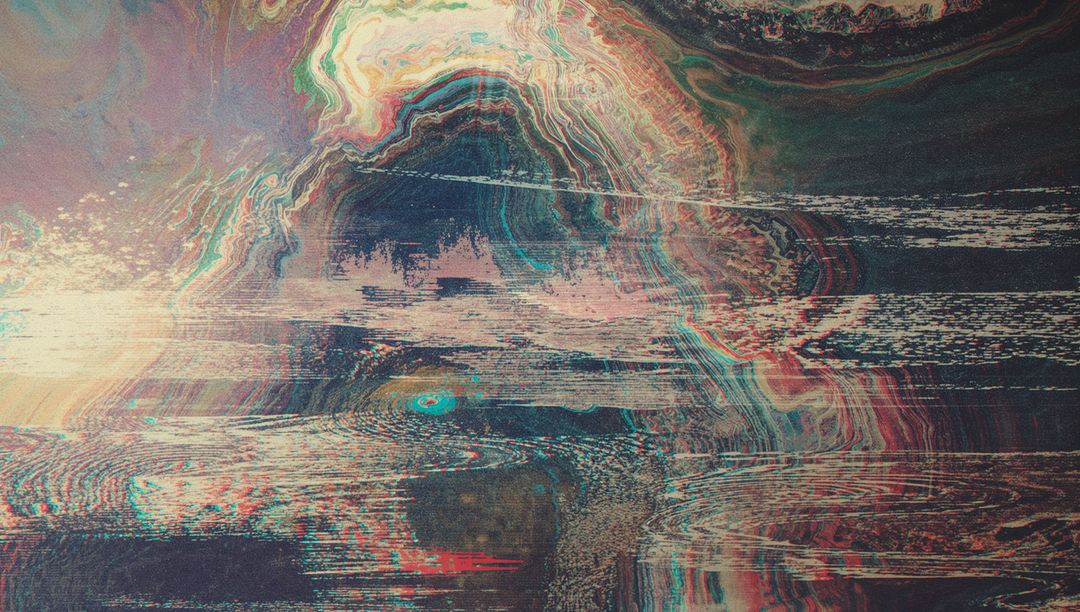 Futuristic Abstract Glitch Art with Pastel and Neon Vibes
