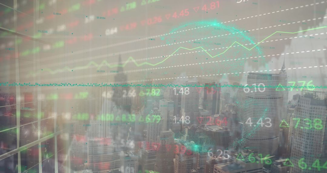 Blending Financial Data with Urban Skyline Modern Finance Reflection