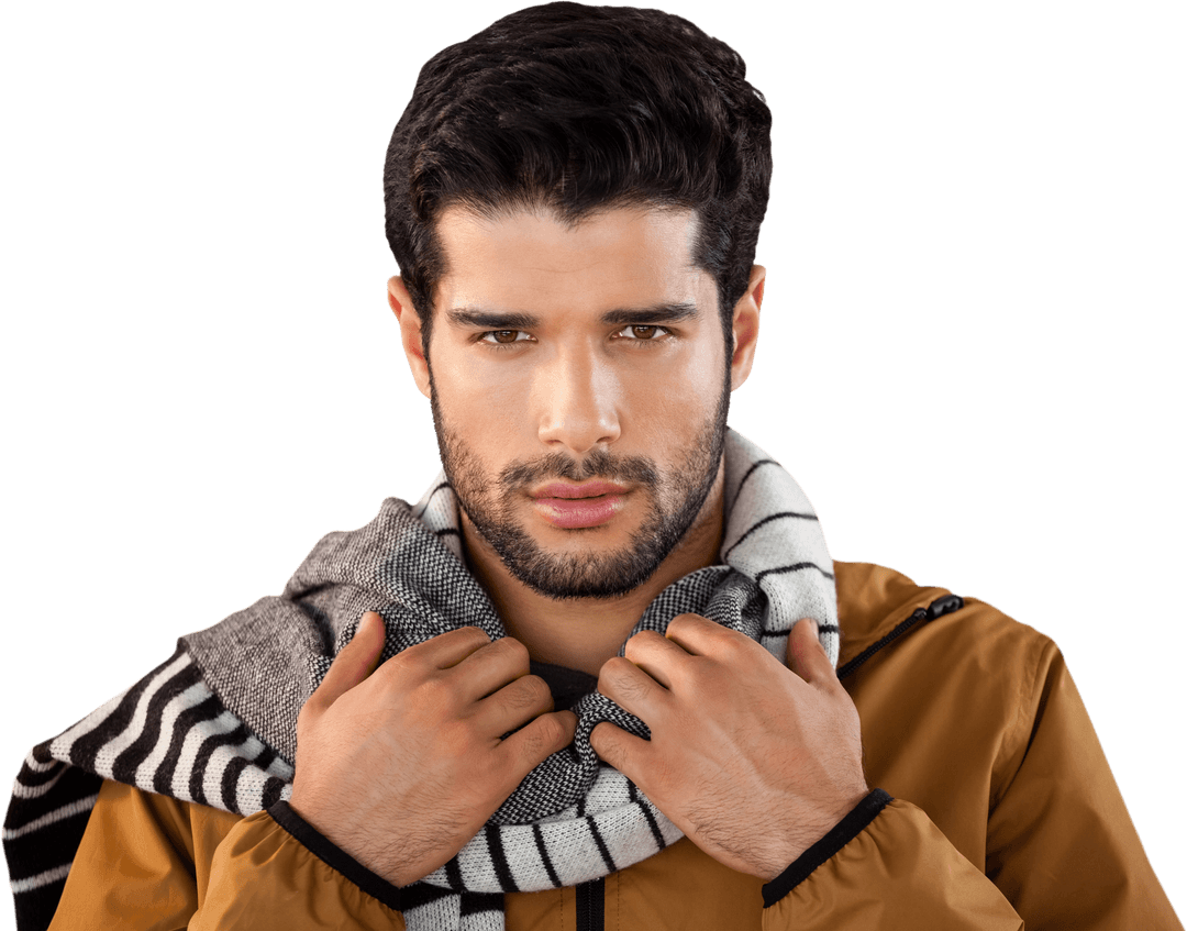 Confident Man in Autumn Fashion with Transparent Background