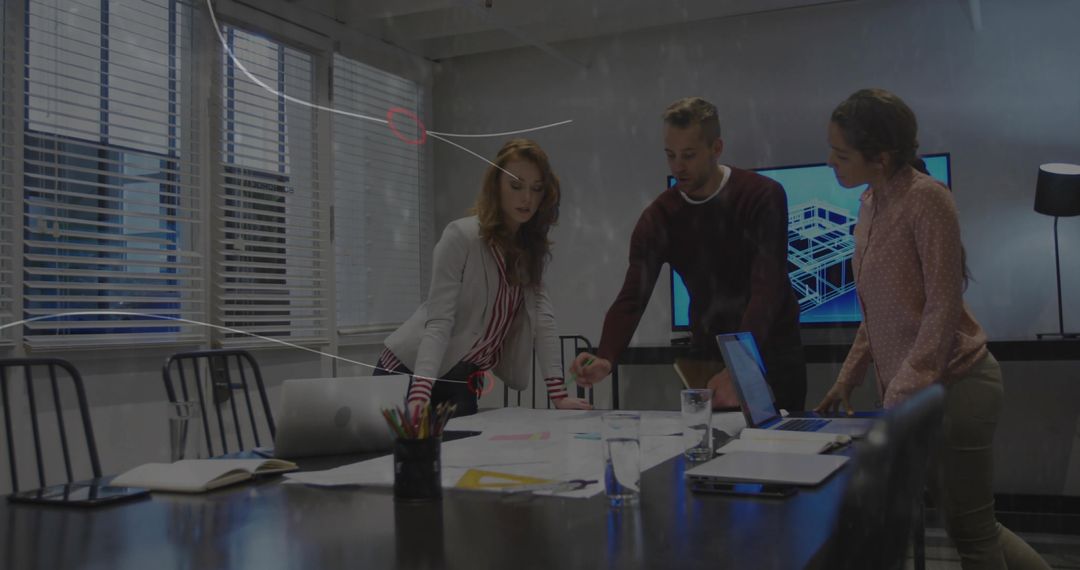 Architects Collaborating in Modern Office Environnt