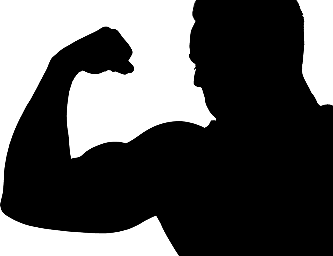 Muscular Male Athlete Flexing in Transparent Silhouette