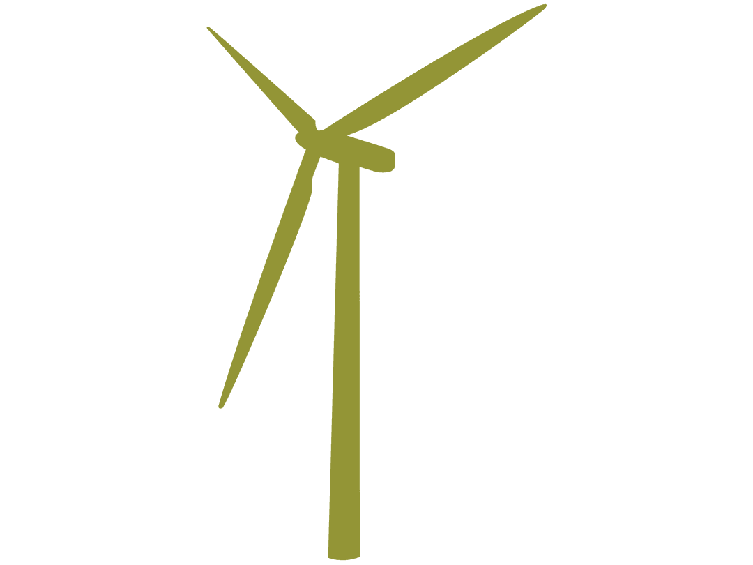 Illustration of Green Wind Turbine on Transparent Background